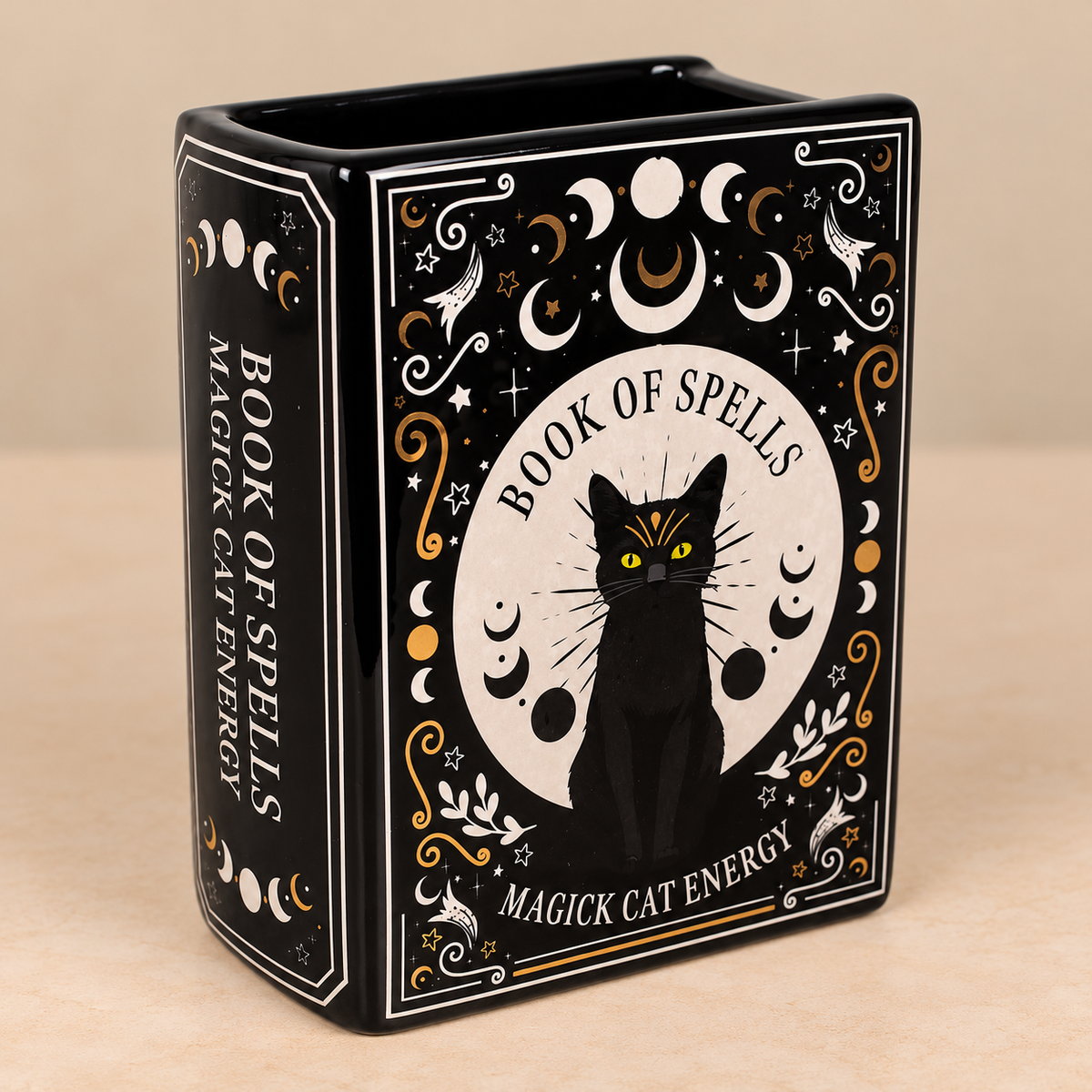 Black Cat Spells Vase