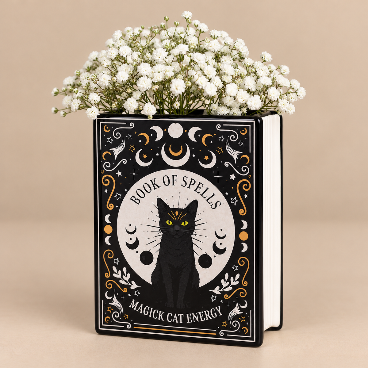 Black Cat Spells Vase
