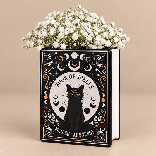 Black Cat Spells Vase
